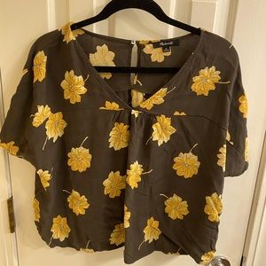 Madewell shirt. Olive green with golden flowers.